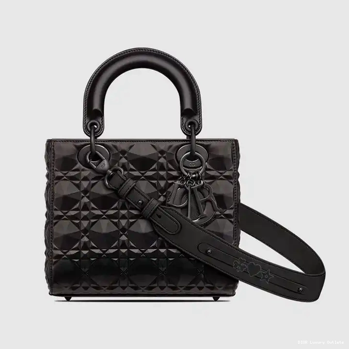 Calfskin Lady Motif Dior Diamond Cannage with Ultramatte ABCDior Black Bag My 0513 Luxury